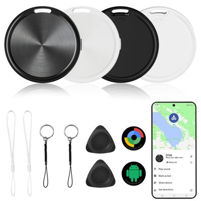 Android Tracker Tags 4 Pack Air Luggage Tracker Tags Compatible with Google Find Hub App (Android Only) Bluetooth Tracker Key Finder and Item Locator for Wallets, Backpack, Suitcases-Black