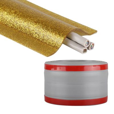 500cm Cable Protector Cord Cover Floor PVC Wire Hider with Self Adhesive Backing, Custom Cut & Splice for Home Office Pet Safe(Yellow,0.5x3.5x500cm)