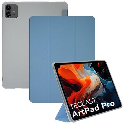 AKNICI Case for TECLAST Tablet Artpad Pro 12.7'' Android 15 Tablet, Ultra Slim PU Leather Protective Cover Case with Auto Wake/Sleep Folding Trifold Stand Soft TPU Back Shell, Blue