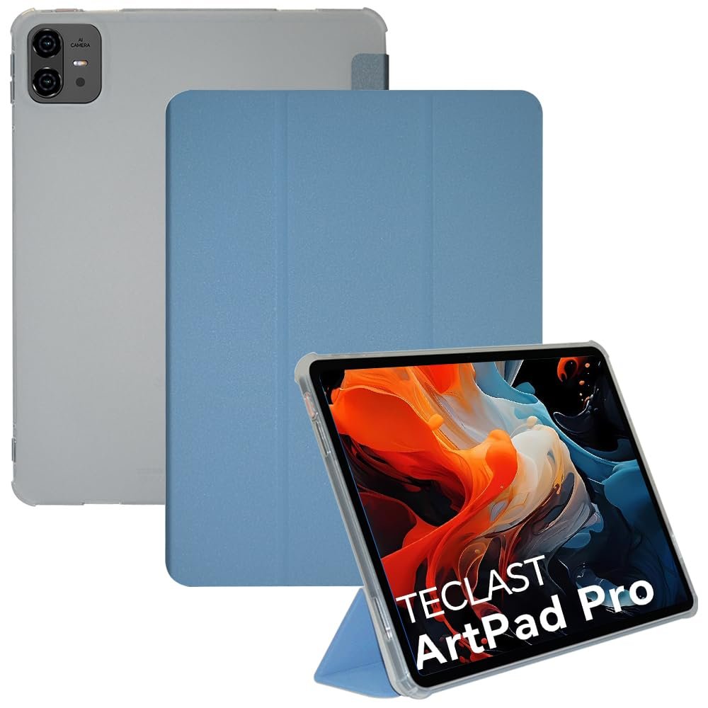 AKNICI Case for TECLAST Tablet Artpad Pro 12.7'' Android 15 Tablet, Ultra Slim PU Leather Protective Cover Case with Auto Wake/Sleep Folding Trifold Stand Soft TPU Back Shell, Blue