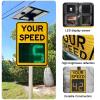 Speed Display Radar Traffic Sign with Remote Control, Solar Powered Radar Feedback Speed Display Sign, Solar Radar Detective Aluminum Weatherproof Traffic Signs(White,50 * 70cm/20 * 27in) view 2