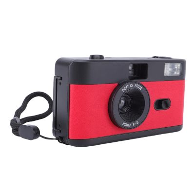 XUMIUZIY 35MM Film Camera, Vintage Reusable with 27 Color Films Flash Light 1/120s Shutter for Students Photography (Black Red)