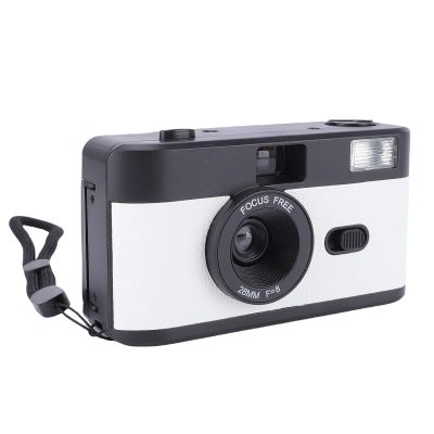 XUMIUZIY 35mm Film Camera, Reusable Retro Film Camera with Built in 27 Color Films and Flash, 28mm F8 Lens, Manual Focus, for Students Adults Birthday Gifts (Black White)