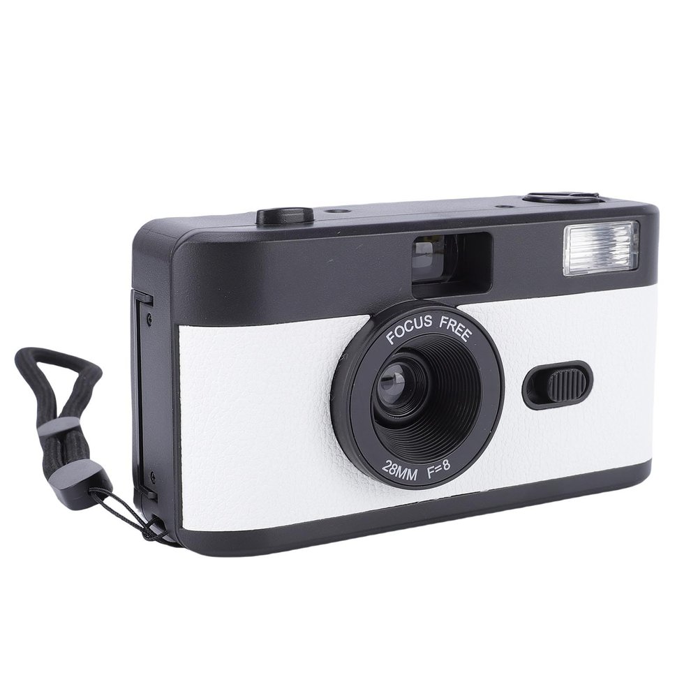 XUMIUZIY 35mm Film Camera, Reusable Retro Film Camera with Built in 27 Color Films and Flash, 28mm F8 Lens, Manual Focus, for Students Adults Birthday Gifts (Black White)