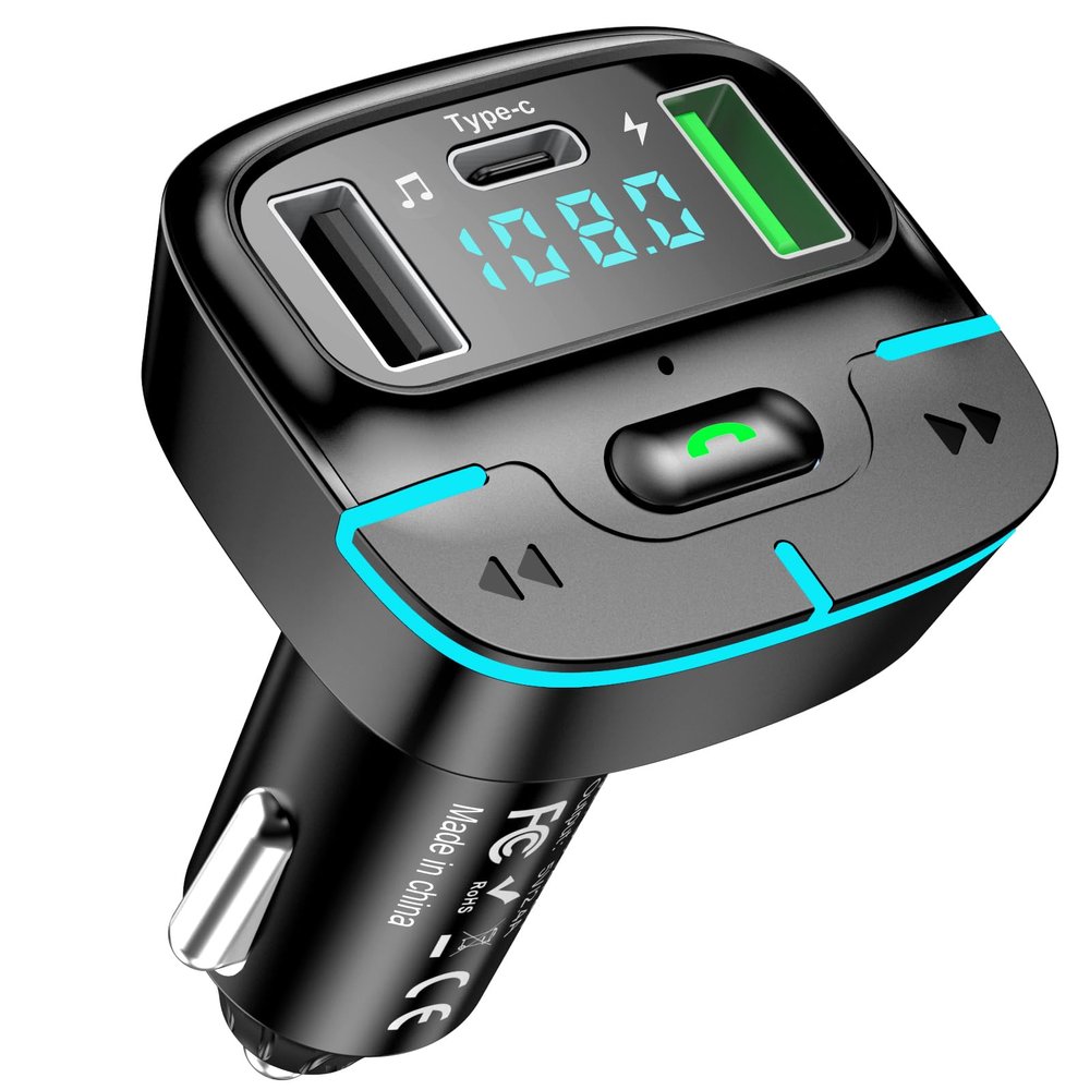 Bluetooth Car Adapter, Wireless Radio Adapter USB C Car Charger MP3 FM Transmitter, Support U Disk/Hands Free Calling