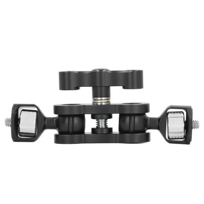 1/4in 360 Degree Rotatable Double Head Arm, Aluminum y C Dual Head A, Multi Function Br with Sile Dam for DSLR Action C