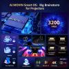 [3000+ Licensed Apps/Live TV/HDR10+/50W DoIby Audio] Smart 4K-Projector with WiFi and Bluetooth, Goiaey 3200ANSI Outdoor Projector with 360Stand, Auto Focus, Auto Keystone, Short Throw Proyector view 2
