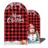 2 Pcs Christmas Arch Backdrop Covers Set, 7.2ft & 6ft Red Scotland Tartan Pattern Background for Xmas Party Decoration, Metal Stand Not Included view 1