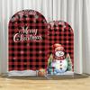 2 Pcs Christmas Arch Backdrop Covers Set, 7.2ft & 6ft Red Scotland Tartan Pattern Background for Xmas Party Decoration, Metal Stand Not Included view 2