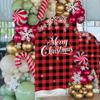 2 Pcs Christmas Arch Backdrop Covers Set, 7.2ft & 6ft Red Scotland Tartan Pattern Background for Xmas Party Decoration, Metal Stand Not Included view 3