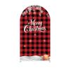 2 Pcs Christmas Arch Backdrop Covers Set, 7.2ft & 6ft Red Scotland Tartan Pattern Background for Xmas Party Decoration, Metal Stand Not Included view 4