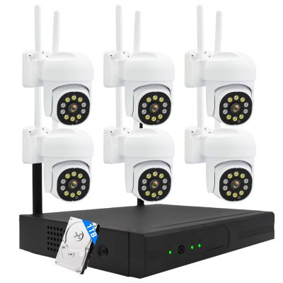 Baepeish 6-Cameras Wireless Outdoor Security System with 10CH NVR, 3MP HD Indoor CCTV AI Human Detection, 4 Night Vision, PTZ Control, 2-Way Audio, 1TB HDD, No Monthly Fee for Home Surveillance