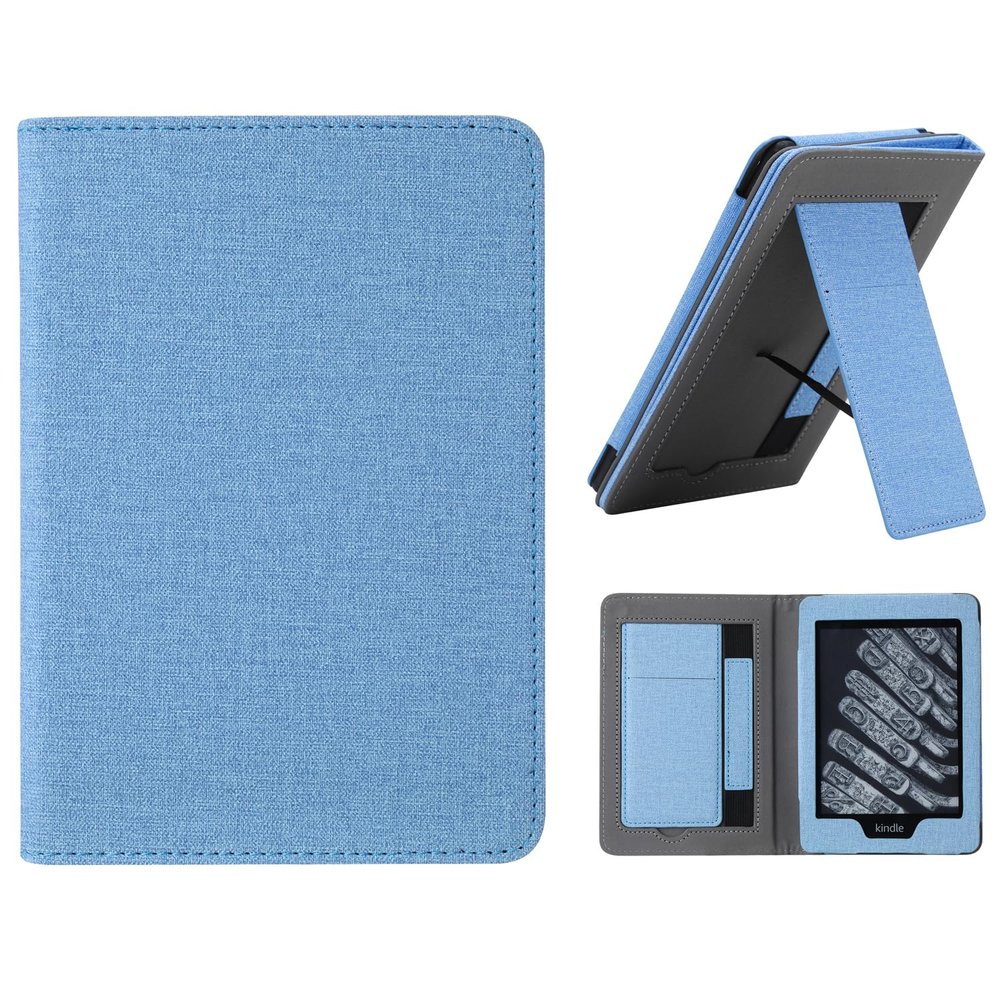 SFFINE Stand Case for 7"/6.8" Kindle Paperwhite 12th/11th Generation 2024/2021 with Hand Strap,Magnetic Smart Auto Sleep Wake Protective Cover Book (Light Blue)
