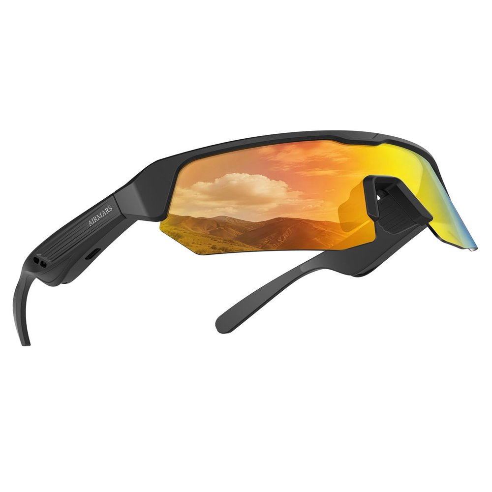 AIRMARS Bluetooth Sunglasses for Men and Women, Built-in Mic & Speakers, Polarized Sport Smart glasses for Running/Cycling, UV Protection, Voice Control (Colorful)