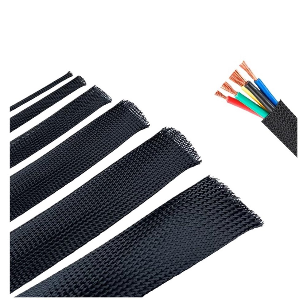 1/5/10M Black Insulated Braid Sleeving 6/8/10/30mm Tight PET Wire Cable Gland Protection(25 mm,1M)