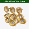 10pcs 25/38mm Mini Stainless Steel Wire Brass Brush Rotary Tool for Polishing Grinding Wheel T-Shaped Wheel,(Brass,3x38mm) view 2