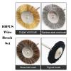 10pcs 25/38mm Mini Stainless Steel Wire Brass Brush Rotary Tool for Polishing Grinding Wheel T-Shaped Wheel,(Brass,3x38mm) view 4