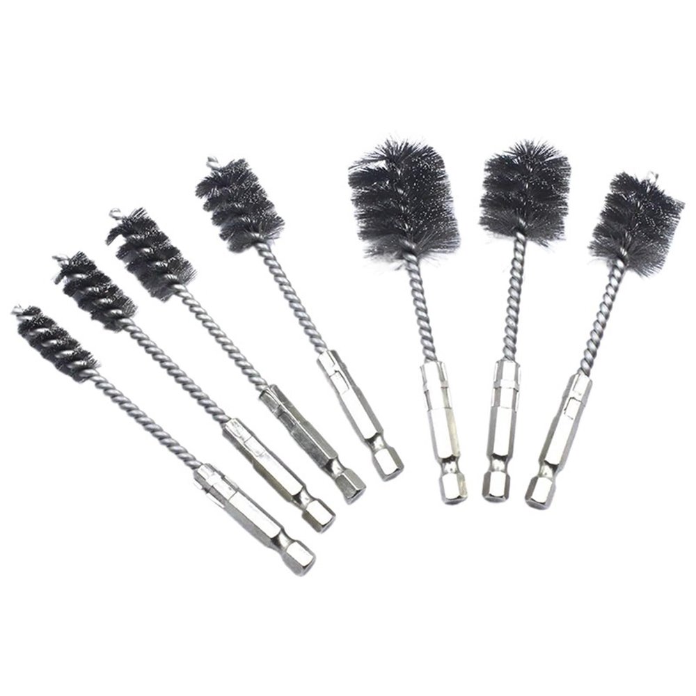 1/4" Hex Shank Power Drill Wire Brush of Stainless Steel Twisted-in-Wire for Bore Cleaning Deburring Polishing Hand Tools Metal(10mm Continuous End)