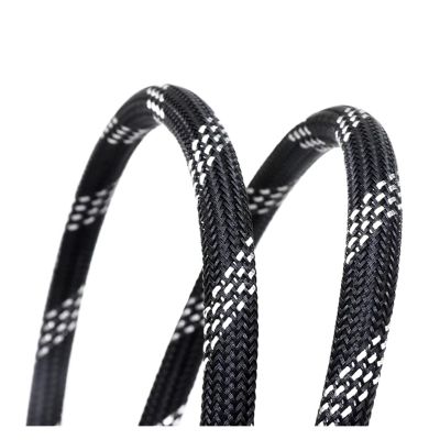 Black Silver PET Braid Sleeve High Density Cable Wrap Sheath for Electric Cables(16mm,5 Meters)