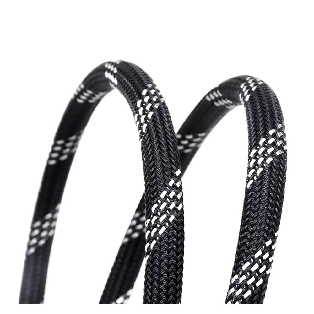 Black Silver PET Braid Sleeve High Density Cable Wrap Sheath for Electric Cables(16mm,5 Meters)