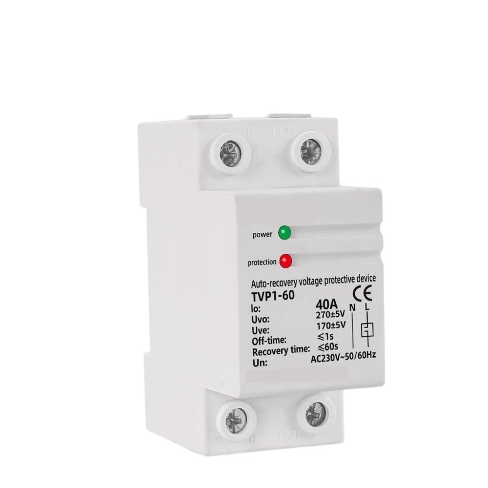 40A 63A 230V Din Rail Automatic Recovery Reconnect Over Voltage and Under Voltage Protective Device Protection Relay Protector(40A)