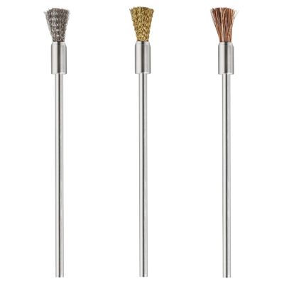 3pcs Suitable Brass Wire Wheel Brush Shank for Rotary Drill Tool Clean Polish Shank Fits Rotary Tool Accessory(Copper Wire 3pcs)