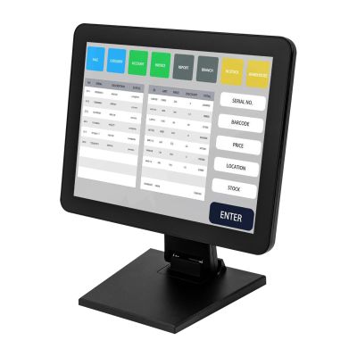 Touchscreen POS Cash Register Till System,15'' POS-Touch-Screen-Monitor with Ten-Point Touch Mode,All-in-One Smart Touchscreen Monitors ,with 1 USB Port/Power Port/VGA Port/Headphone Port/HDMI Port
