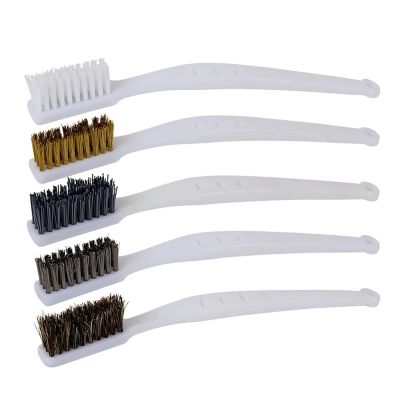 1PC Cleaning Stainless Steel Wire Brush Brass Nylon Abrasive Wire Bristle Brush Strong Decontamination in-Depth Small Gaps Clean(White)