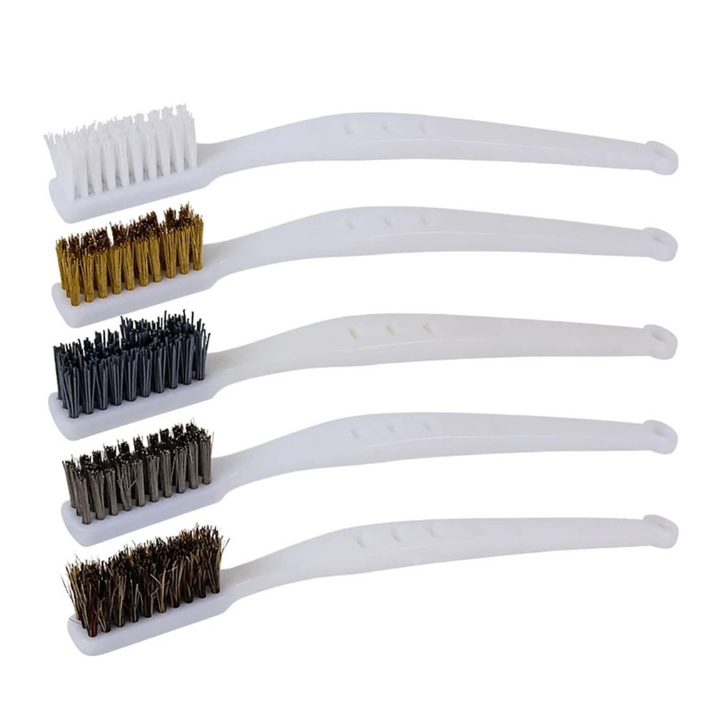 1PC Cleaning Stainless Steel Wire Brush Brass Nylon Abrasive Wire Bristle Brush Strong Decontamination in-Depth Small Gaps Clean(White)