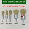 6mm 1/4" Shank Brass Plated Carbon Steel Wire Cup/Wheel/End Brush Drill Rotary Tools Wood Carving Rust Accessories Rotary Tools(10x End 25mm) view 2