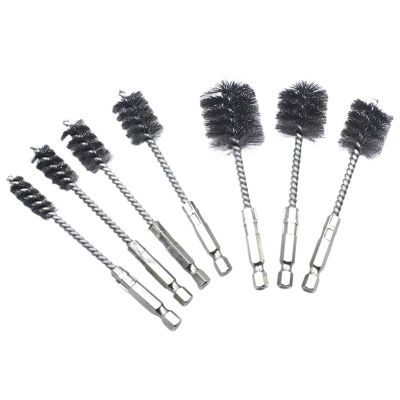 1/4" Hex Shank Power Drill Wire Brush of Stainless Steel Twisted-in-Wire for Bore Cleaning Deburring Polishing Hand Tools Metal(Diameter 28mm)