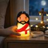 Huquary Cute Jesus Night Light, Jesus Gift, Dimmable PVC Christian Lamp, USB Rechargeable Touch Bedside Light, Baptism Favor, First Communion & Religious Graduation Gifts (3 x 5 Inch)(Red) view 2