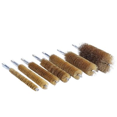 Copper Wire Brushes in Twisted Wire Brush for Cleaning Deburring Rust Removing Surface Finishing Innerhole Crosshole Power Drill(Diameter 18mm)