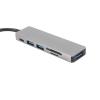 USB C Hub 6 in 1, USB3.0 Docking Station, 3xUSB Ports with 5Gbps PortaHub for Pro Air, Lap, Aluminum y Silver Gray view 3