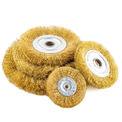 0.13mm Flat 3" - 10" Brass Wire Brush for Bench Grinder Polishing Wheel Abrasive Tool Metal Derusting Wood Deburring(250mmx32mm 1PC)