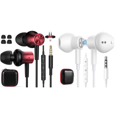 2 Pack Wired Earbuds,Magnetic 3.5mm Plug in Audio Jack Earphone,Noise Canceling HiFi in Ear Headset for Chromebook PC Laptop 3.5 mm Corded Headphones for Samsung Galaxy A15 5G A14 A13 A30s A03 S10 S10