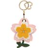 MC Fashion PU Leather AirTag Keychain Holder Case, 3D Cherry Flower Floral Key Ring Charm GPS Tracker Case (Yellow) view 1
