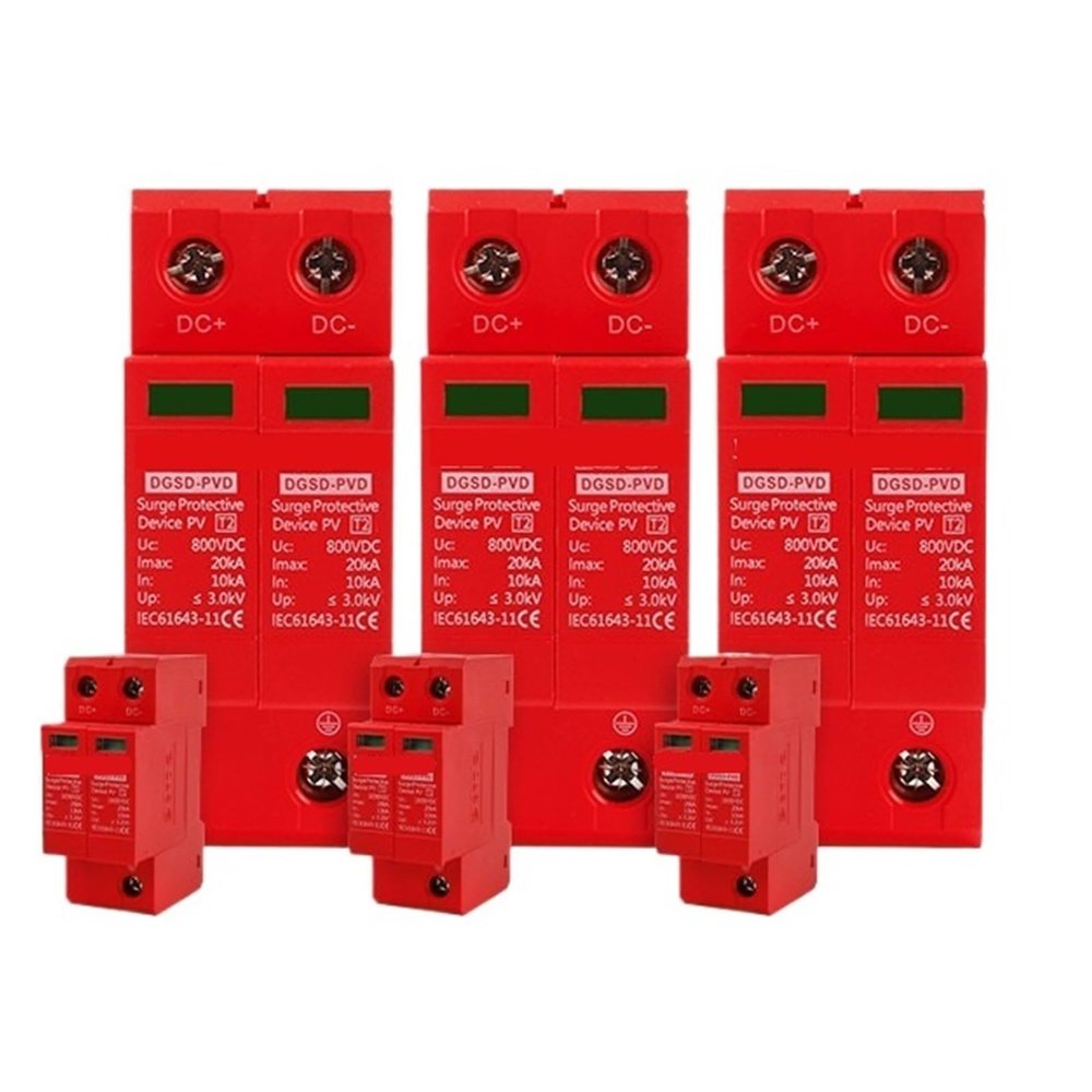 10KA-20KA 2P DC SPD Din Rail Lightning Surge Protector Low-Voltage Arrester Device 500/600/800/1000V Solar Outdoor Power(600V)