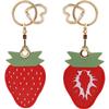 MC Fashion PU Leather Keychain Holder Case Compatible with AirTag, Cute Double-sided Fruits Charm Key Ring (Strawberry) view 1