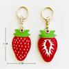 MC Fashion PU Leather Keychain Holder Case Compatible with AirTag, Cute Double-sided Fruits Charm Key Ring (Strawberry) view 3
