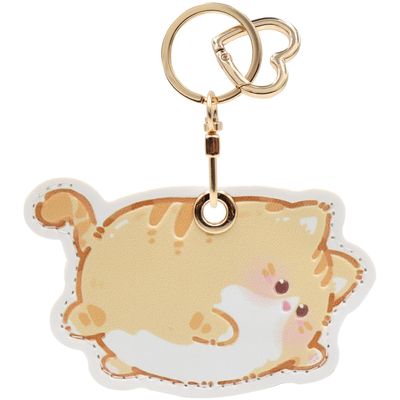 MC Fashion PU Leather Keychain Holder Case Compatible with AirTag, Cute Cat-themed GPS Tracker Case Charm Key Ring (Ginger Cat)