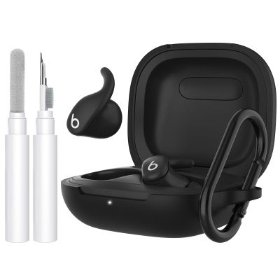 AhaStyle Silicone Case for Beats Powerbeats Fit (2025) with Cleaning Kit & Carabiner [Top Logo Visible] Shockproof Full Protective Skin Case Cover Compatible with Beats Powerbeats Fit 2025
