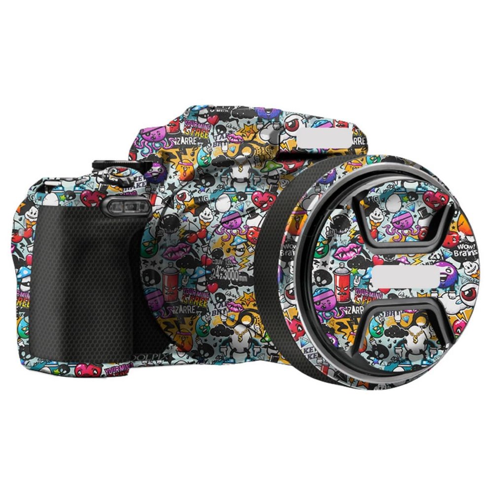 COOLPIX P1100 Anti-Scratch Camera Skin Wrap Sticker Vinyl Protective Film Body Protector Coat Decals Cover for Nikon COOLPIX P1100(Graffiti White)