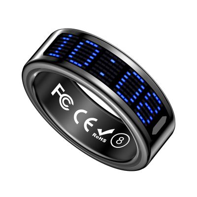 E EYAFA Smart Ring Health Tracker with Display Screen, Sleep Tracker with Heart Rate, Fitness Ring Step Tracker for Activity Monitoring/Steps/Calories,Wireless Charging, for iOS Android (Black, #14)