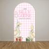 Ittsmnt Arch Backdrop Cover for One Silly Goose Baby Shower Arch Frame Stretchy Cover Pink Plaids Girls 1st Birthday Party Fiesta Decorations (7.2x4ft Cover,78) view 2