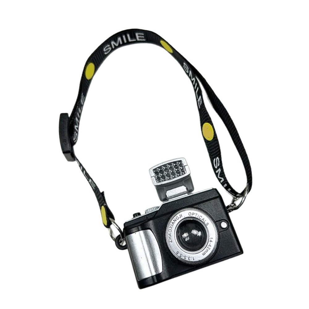 Whltzf Multifunctional Miniature Camera Keychain Smiling Flashlight Resin Decoration Portable Compact For Office Travel Plast