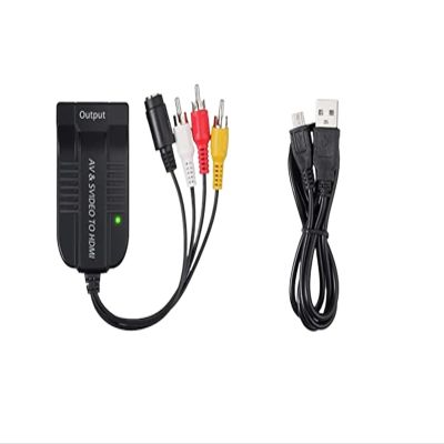 LINGQE R/CA S-Video to HDMI Video Adaptor Converter with USB Cord for HDTV DVD(with Power Cable)
