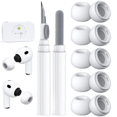 5 Pairs Replacement Ear Tips for AirPods Pro 3 Generation, Built-in dust Guard Screen,with Cleaner Pen Silicone Ear Tips for AirPods Pro 3rd (2025)(5 Size-X-Small)-White
