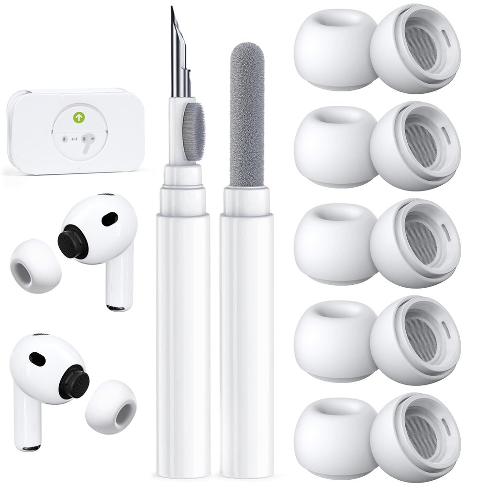 5 Pairs Replacement Ear Tips for AirPods Pro 3 Generation, Built-in dust Guard Screen,with Cleaner Pen Silicone Ear Tips for AirPods Pro 3rd (2025)(5 Size-X-Small)-White