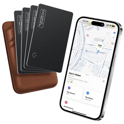 Ultra Slim Air Card Tag: 2026 MFi Certified Wallet Smart Tracker Card - Compatible with Apple Find My Wallets Finder Tracking Cards Tags (4 Pack Black)